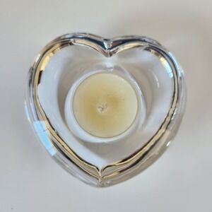 ORREFORS Crystal Amour Heart-Shaped Votive Tealight Candle Holder Dish Sweden